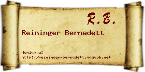 Reininger Bernadett névjegykártya